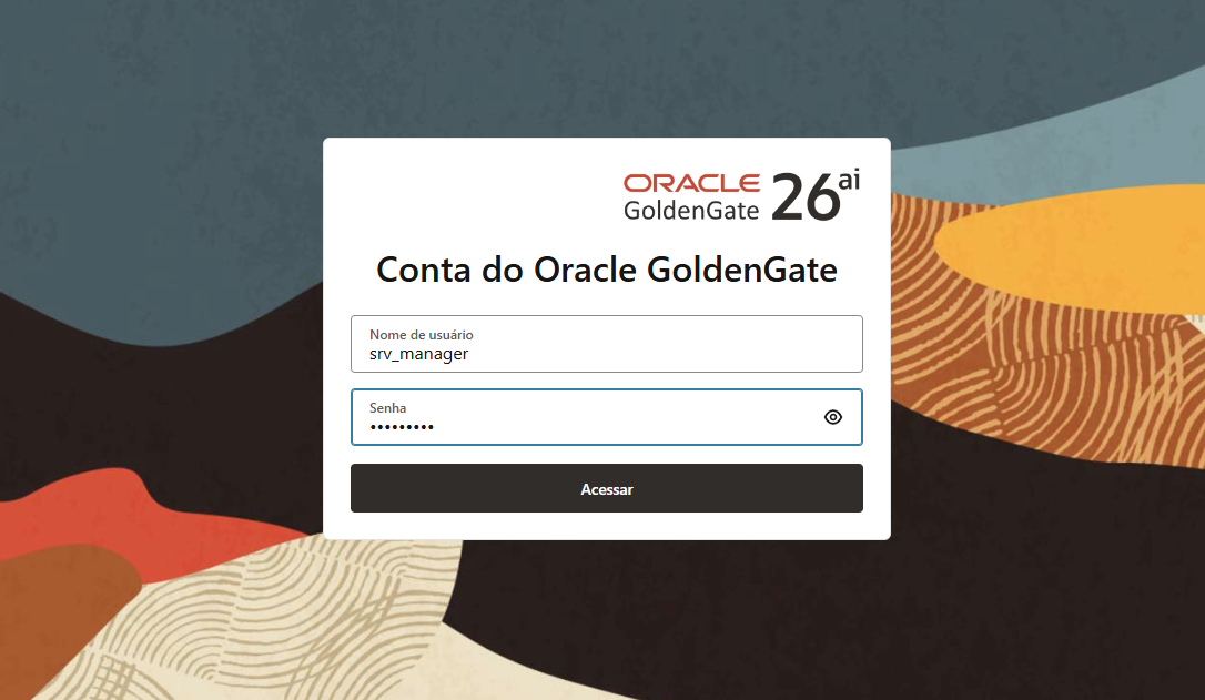 Tela de login da console web do Oracle GoldenGate 26ai